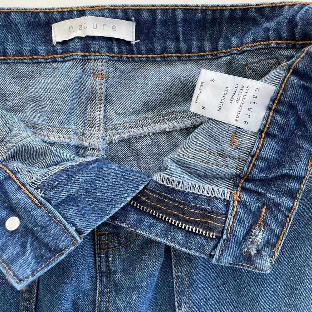 Nature Los Angeles 100% Cotton High-Rise Dark Denim Jean Skirt Women’s Small - Picture 11 of 15